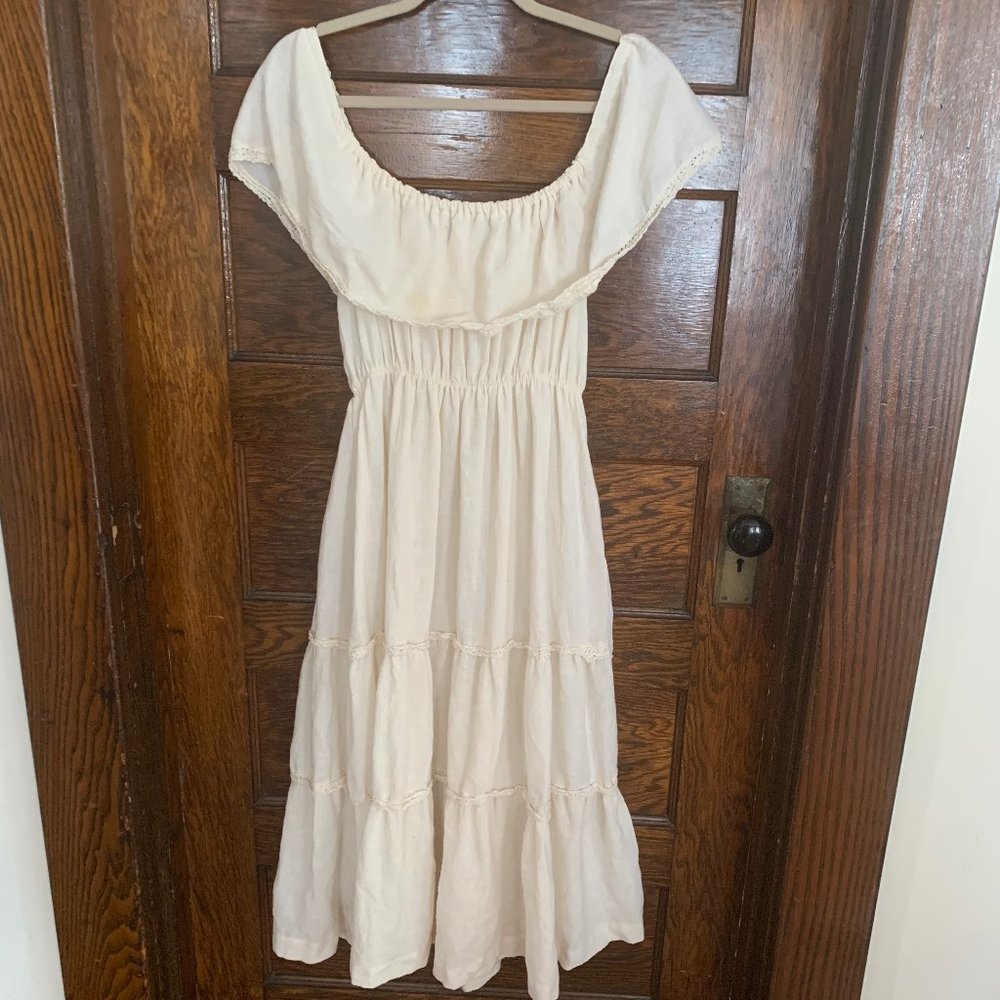Vintage 1970's Boho Midi Dress L-2x